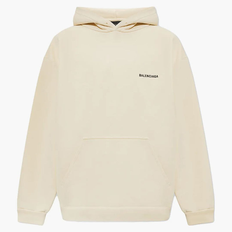 Balenciaga logotipo crema de sudadera con capucha de gran tamaño