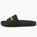 Balenciaga Logo Pool Slides Black Fluo Green