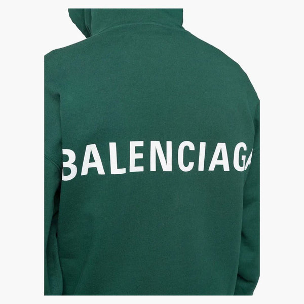 Balenciaga logo impresa sudadera con capucha verde/blanco