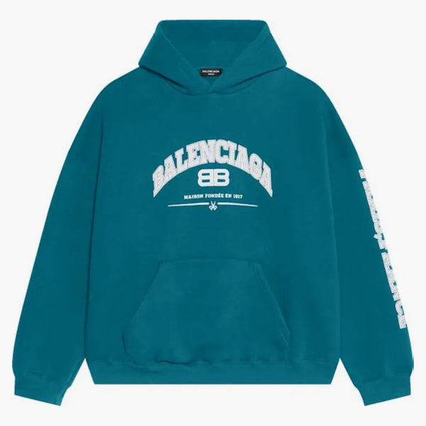 Balenciaga logo-impresión maison sudadera con capucha de gasolina azul