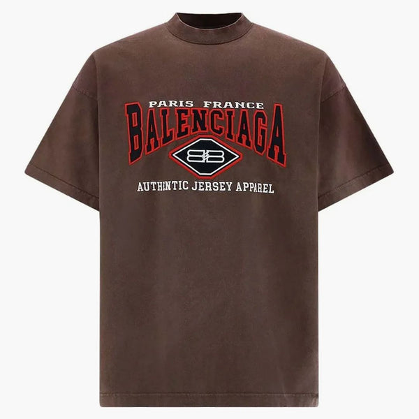Camiseta de estampado de logotipo de Balenciaga marrón