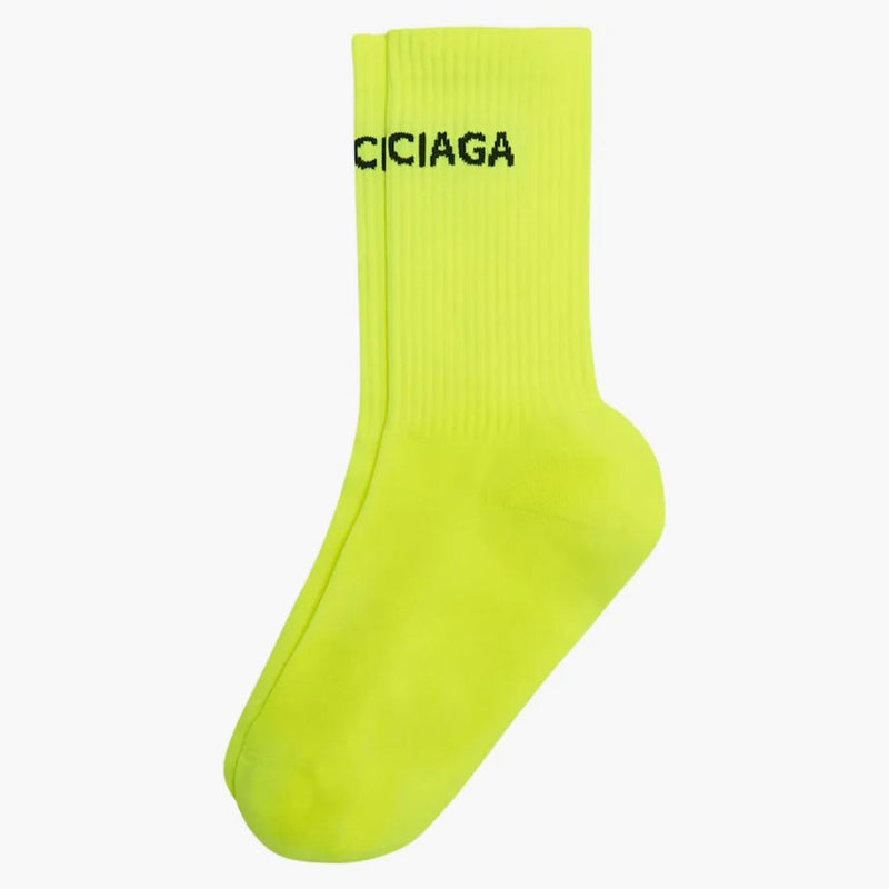 Balenciaga Logo Socks Neon Yellow/Black