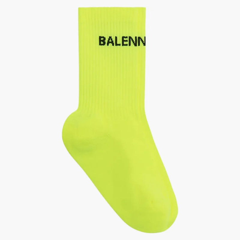 Balenciaga Logo Socks Neon Yellow/Black
