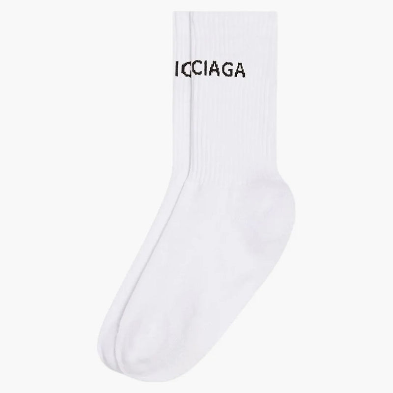 Balenciaga Logo Socks bianco/nero