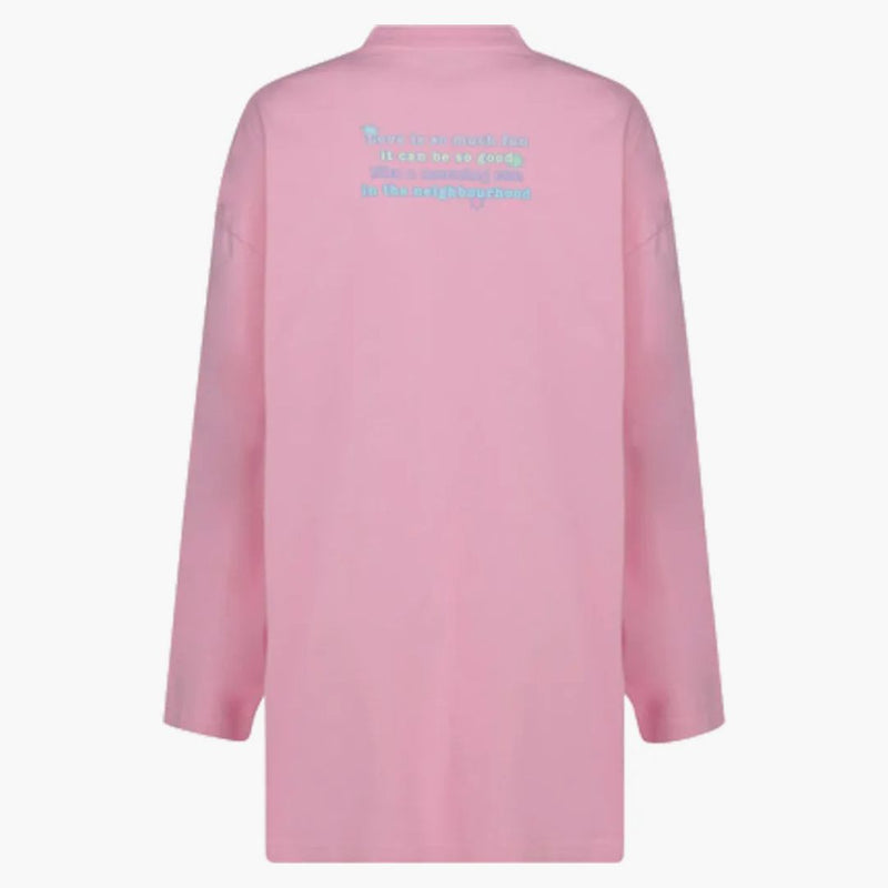Balenciaga Love Bear Mujeres de gran tamaño L/S Camiseta Rosa