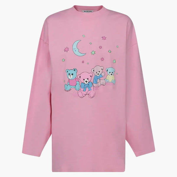 Balenciaga Love Bear Mujeres de gran tamaño L/S Camiseta Rosa
