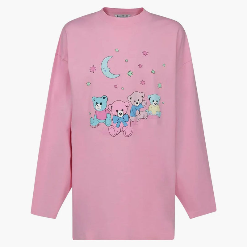 Balenciaga Love Bear Mujeres de gran tamaño L/S Camiseta Rosa