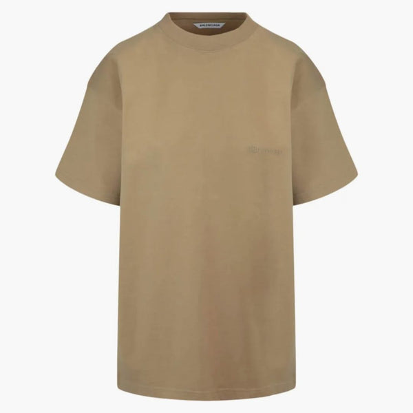 Balenciaga Medium Fit Logotipo Camiseta avena