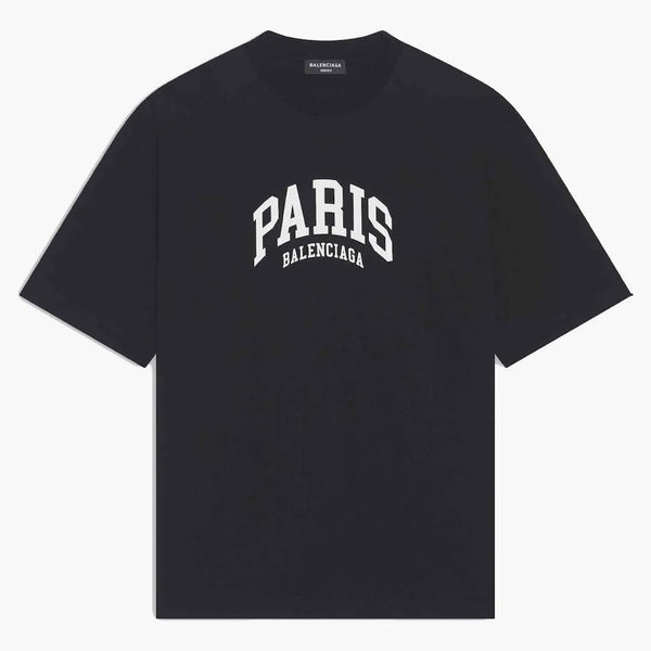 Balenciaga para hombre Ciudades París Media Fit Camiseta Negro