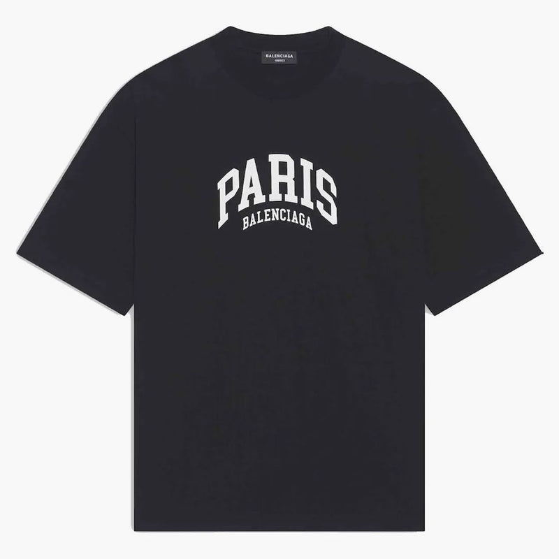 Balenciaga para hombre Ciudades París Media Fit Camiseta Negro