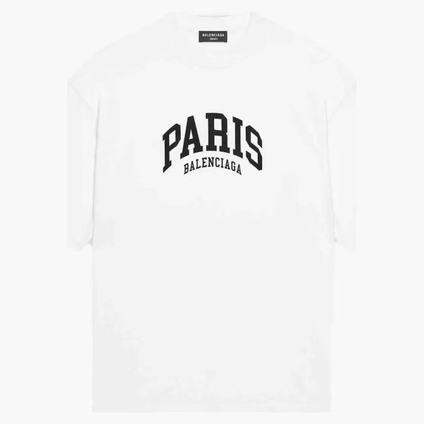 Balenciaga para hombre Ciudades París Camiseta Medium Fit White