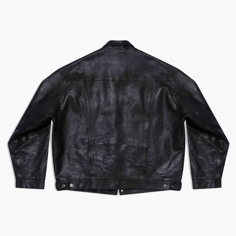 Balenciaga mens denim style leather jacket blacket blacket