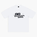 Balenciaga Men's hand Drawn BB Icon Medium Fit Vintage T-Shirt White/Black