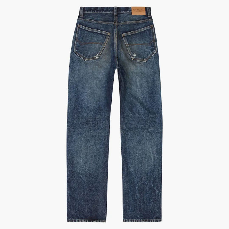 Balenciaga Men's Relaxed Selvedge Heavy Denim Large Fit Jeans Navy Blue