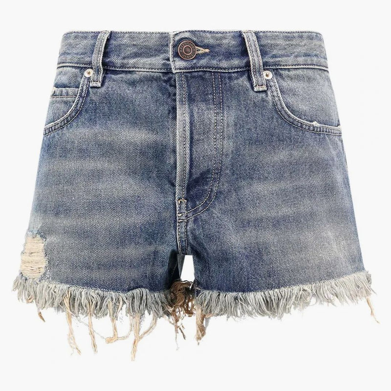 Balenciaga mini denim shorts blue/rust
