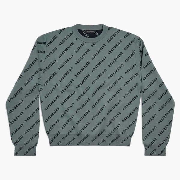 Balenciaga Mirror Mini Alover Logo Svetr šedý