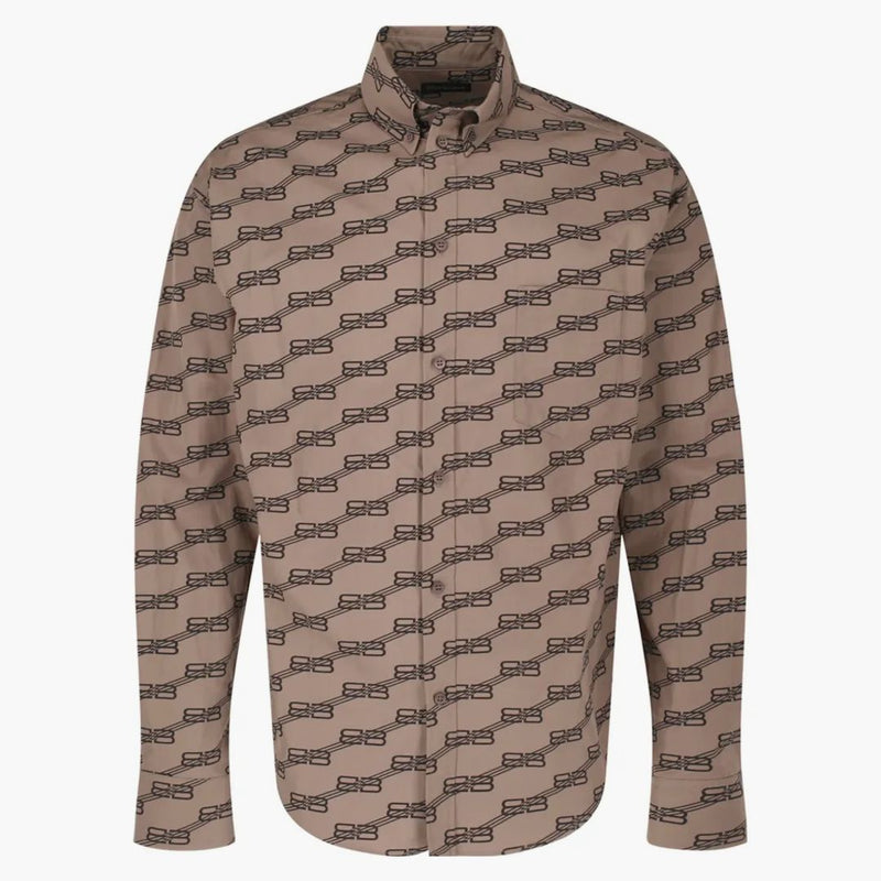 Balenciaga Monogram Camisa de manga larga beige