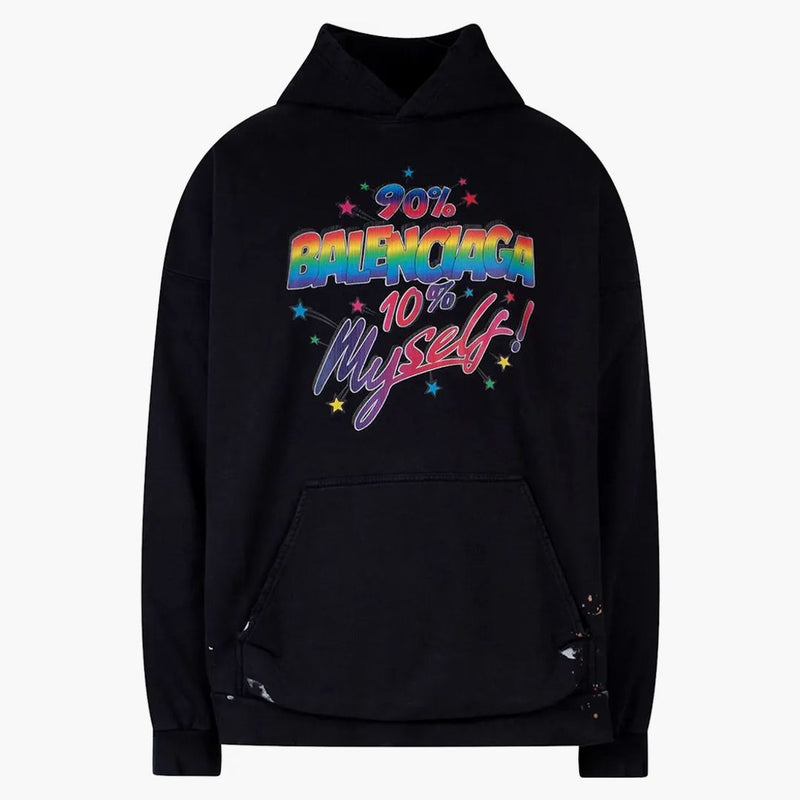 Balenciaga multicolor estampado de algodón de algodón de gran tamaño negro