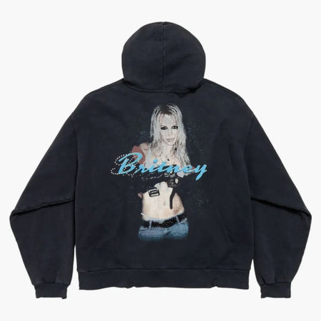 Balenciaga Music Britney Spears Serie de gran tamaño con capucha con sudadera con calma blanca/azul