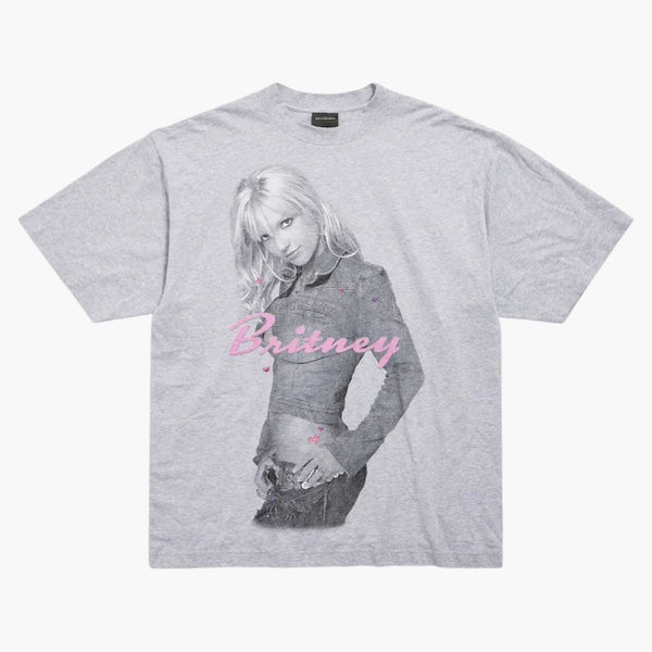 Balenciaga Music Britney Spears Series Camiseta Medium Fit Light Grey/Pink