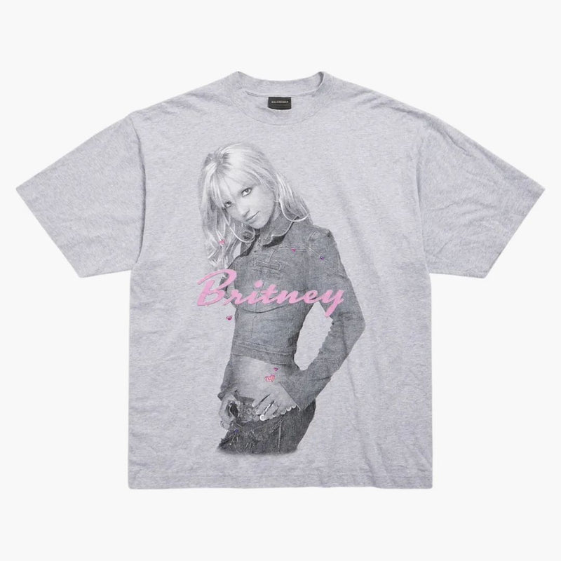 Balenciaga Music Britney Spears Series Camiseta Medium Fit Light Grey/Pink