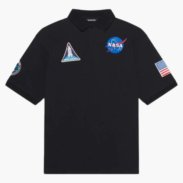 Balenciaga NASA Space Multi-Patch Polo Black