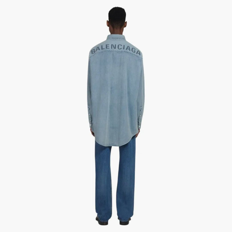 Balenciaga Normal Fit LOGO Camiseta azul