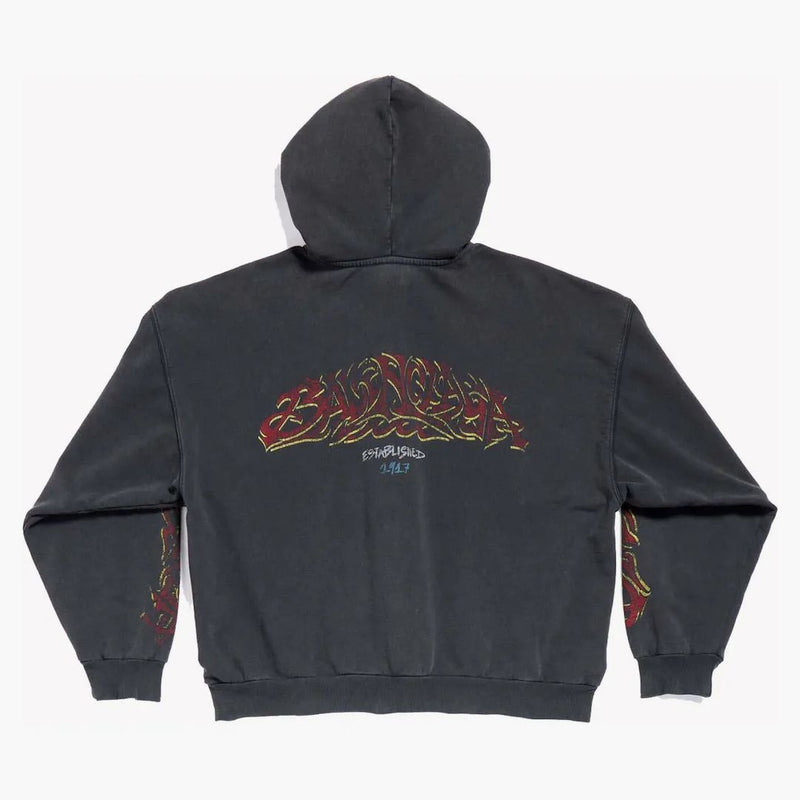 Balenciaga Offshore Zip-Up Soodie Medium Fit Black Faded