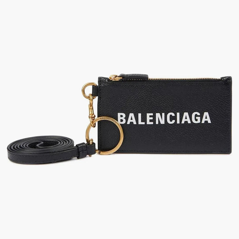 Balenciaga en el caso de la tarjeta de efectivo de Keyring Negro