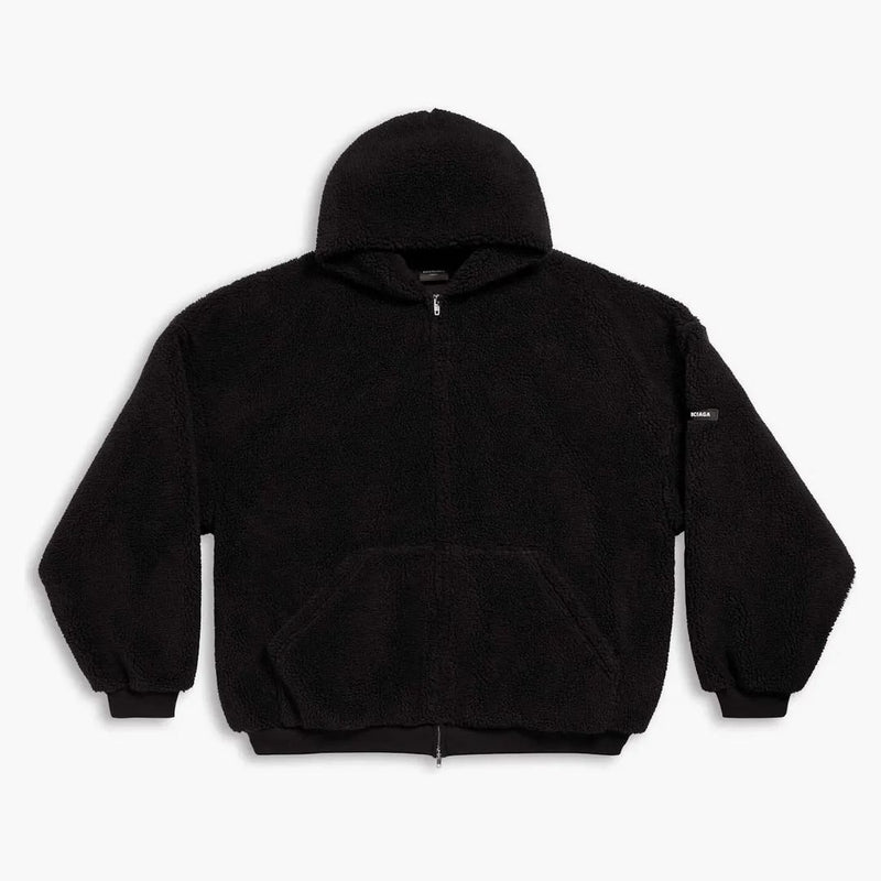 Balenciaga Outerwear Zip-Up Hoodie de gran tamaño en negro negro
