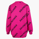 Balenciaga Oversized Intarsia All Over Logo Crewneck Pink Black