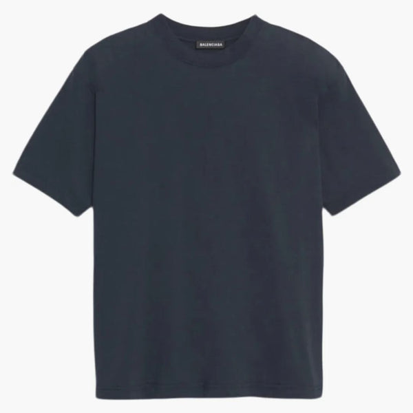 Camiseta de logotipo de Balenciaga BalenciaGa Washed Navy/White