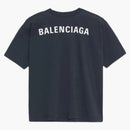 T-shirt logo oversize di Balenciaga lavata navy/bianca