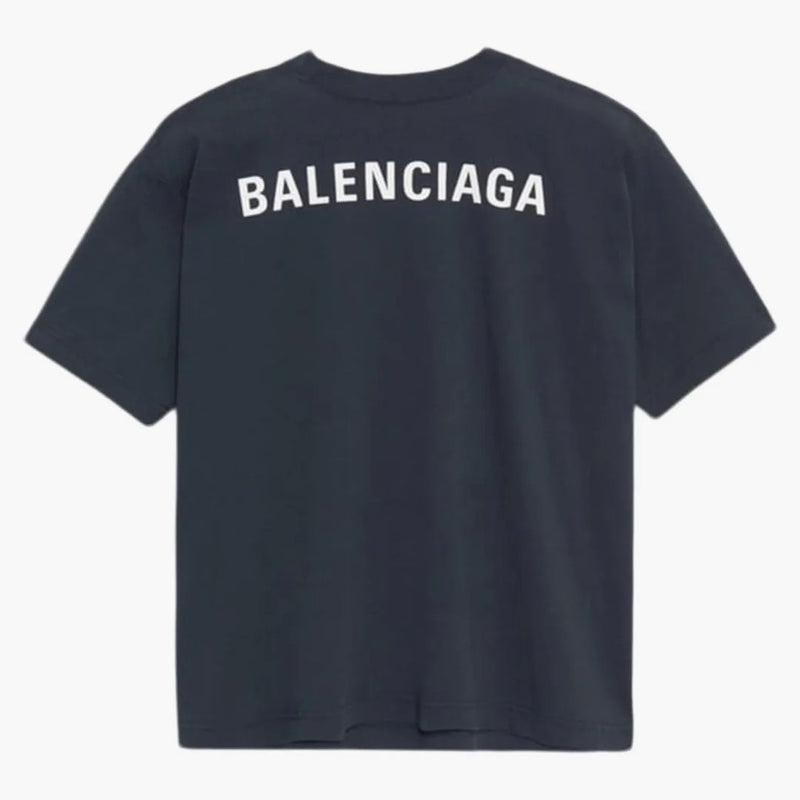 Camiseta de logotipo de Balenciaga BalenciaGa Washed Navy/White