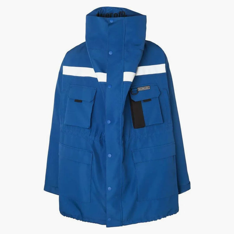 Balenciaga Overted Printed Canvas Jacket Blue