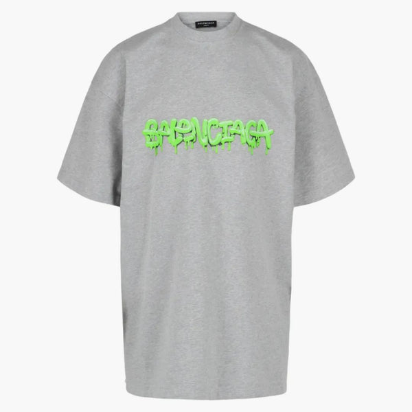 Camiseta de gran tamaño Balenciaga Heather Grey/Slime Green