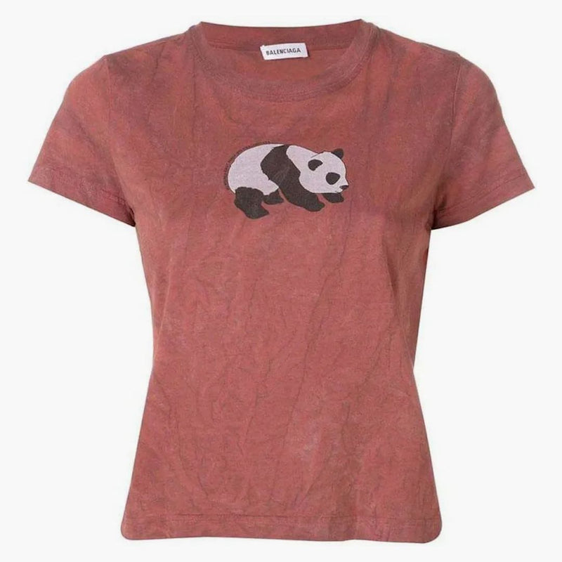 Balenciaga Panda Logo T-shirt Red