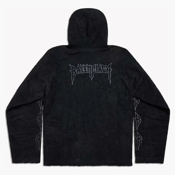 Balenciaga Paris Moon Crinklede Soodie Large Fit Negro