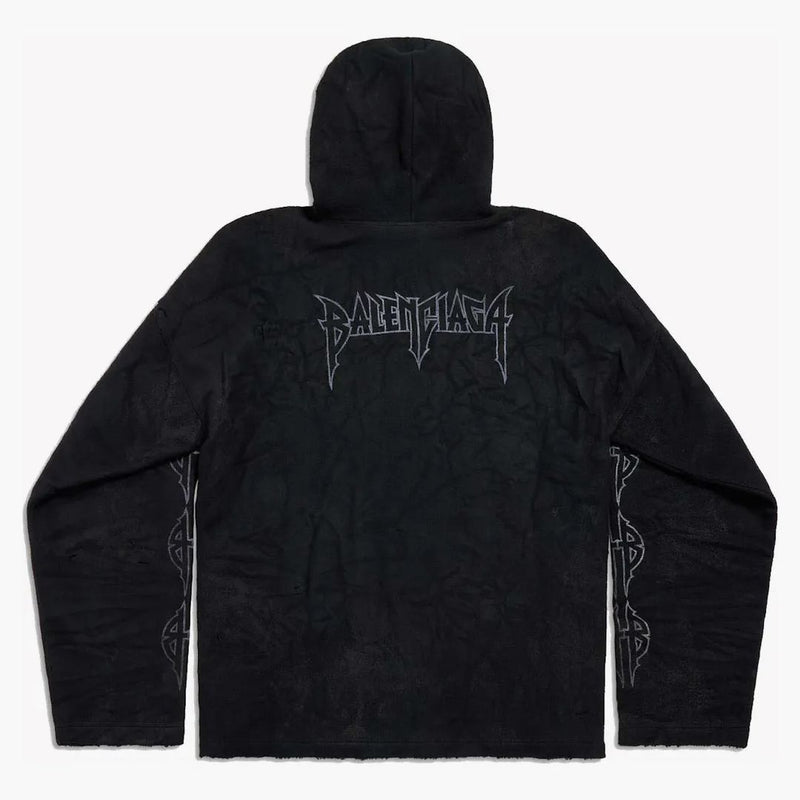 Balenciaga Paris Moon Crinklede Soodie Large Fit Negro