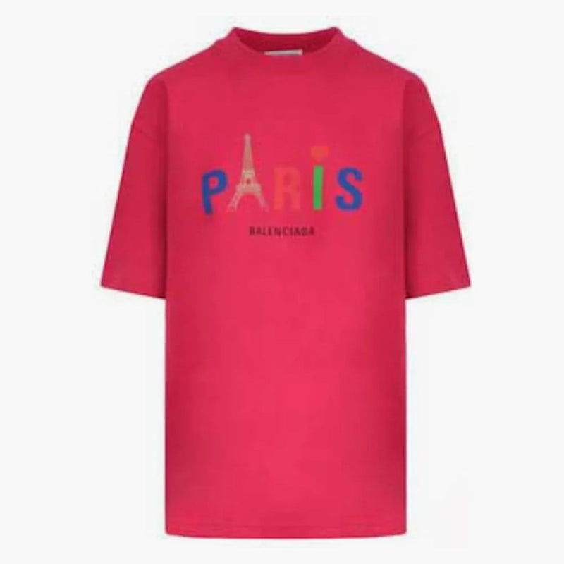 Balenciaga Paris Print Logo T-shirt Pink/red