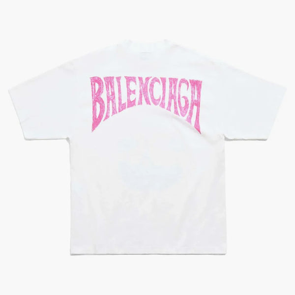Camiseta tropical de Balenciaga Paris Fit Media White/Pink
