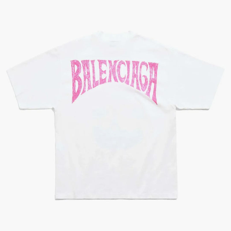 Balenciaga Paris Tropical T-Shirt Medium Fit White/Pink