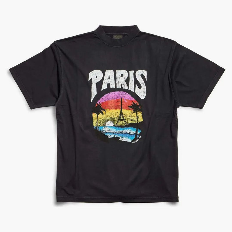 Balenciaga Paris Camiseta Tropical Medium Fit Negro