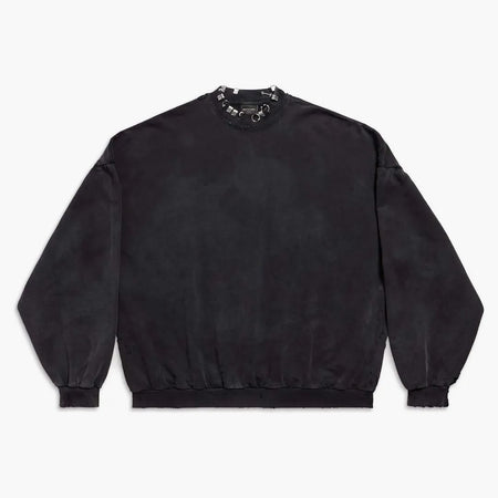Balenciaga Pierced Round Sweatshirt Oversized in Black Faded Black