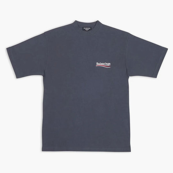 Balenciaga Campaña Política Camiseta Gran Fit Gris oscuro/blanco