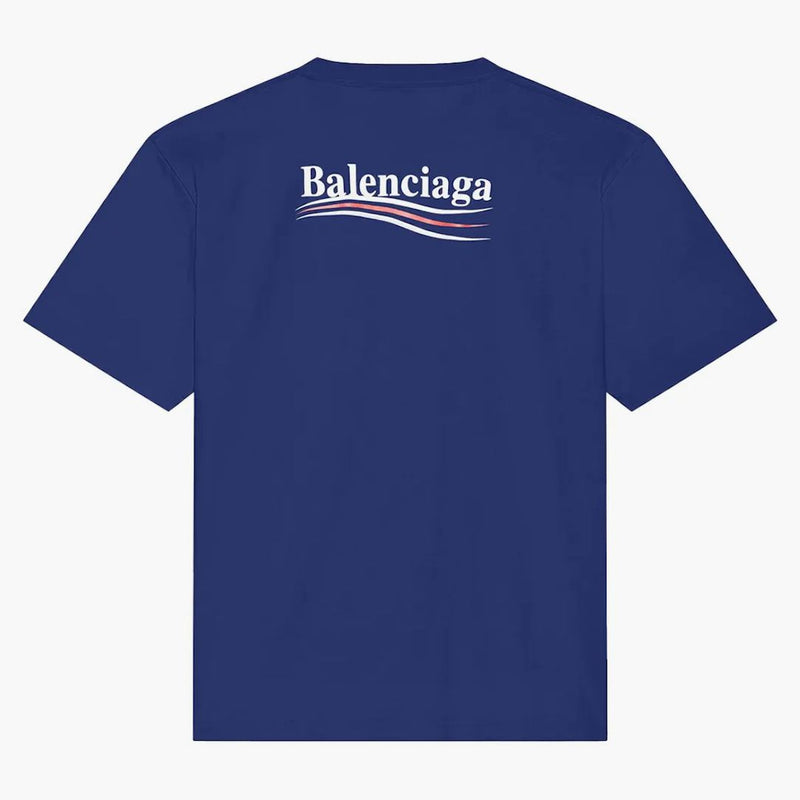 Balenciaga Campaña Política Gran Camiseta Fit Pacific Blue/White