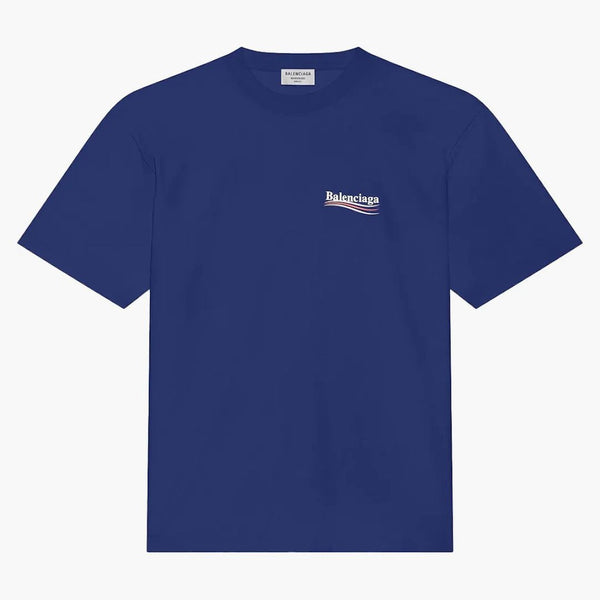 Balenciaga Campaña Política Gran Camiseta Fit Pacific Blue/White
