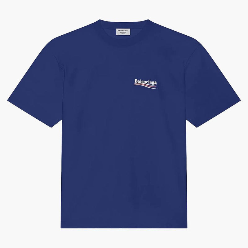 Balenciaga Campaña Política Gran Camiseta Fit Pacific Blue/White