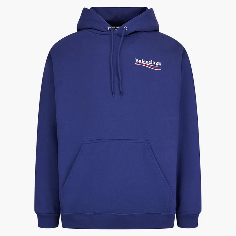 Balenciaga Campaña Política Mediana Fit Hoodie Azul