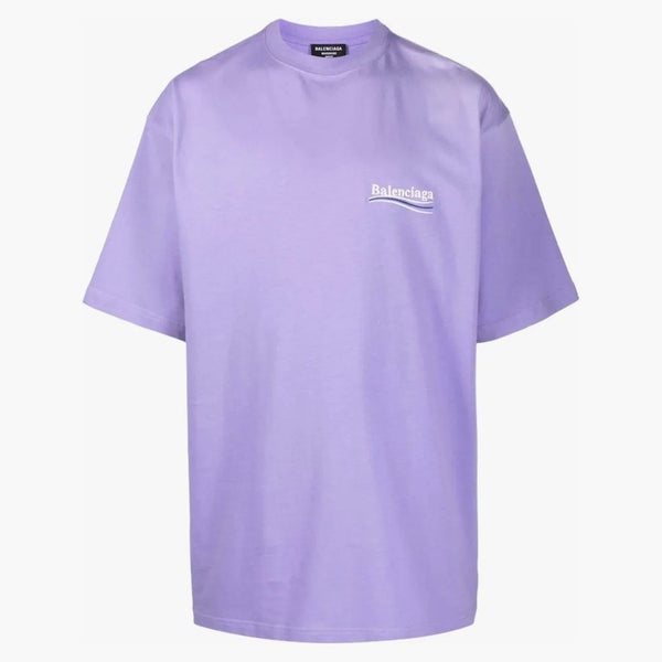 Balenciaga Campaña Política Camiseta de estampado de logotipo de gran tamaño púrpura